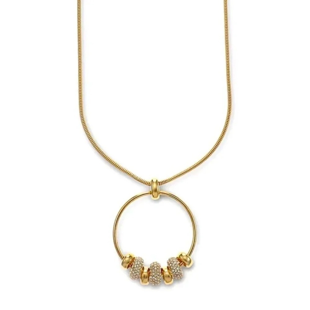 Modern Elegant Gold Necklace with Crystal Accents